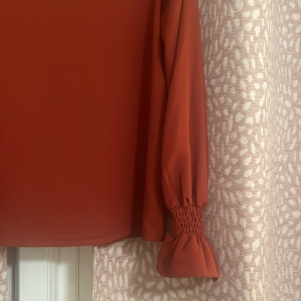She & Sky size M long sleeve blouse orange/red fall top classic - Picture 5 of 5